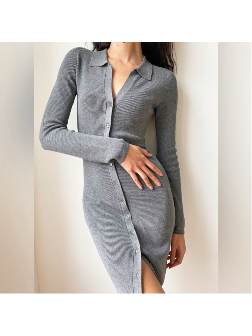 Wilfred Cove Ribbed Dress in Grey Size XS